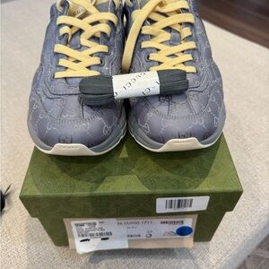 Gucci Gray and Yellow Sneakers Retro-Inspired Casual